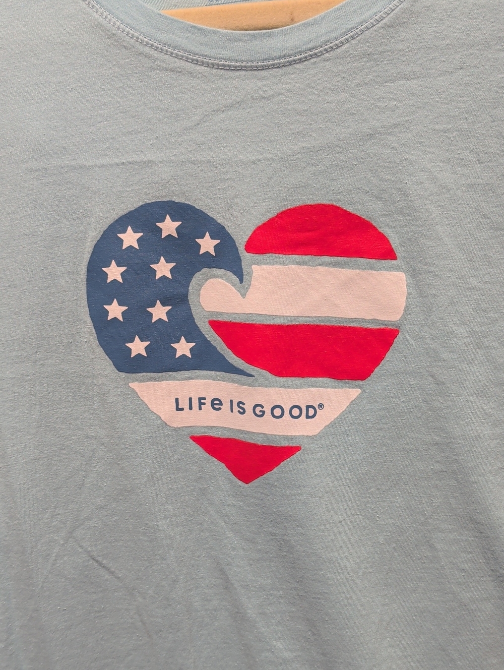 Life is Good USA Heart Graphic T-Shirt in Light Blue